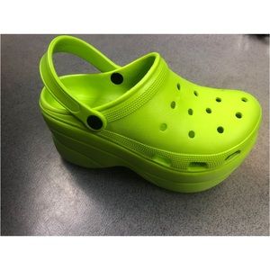 lime green platform crocs